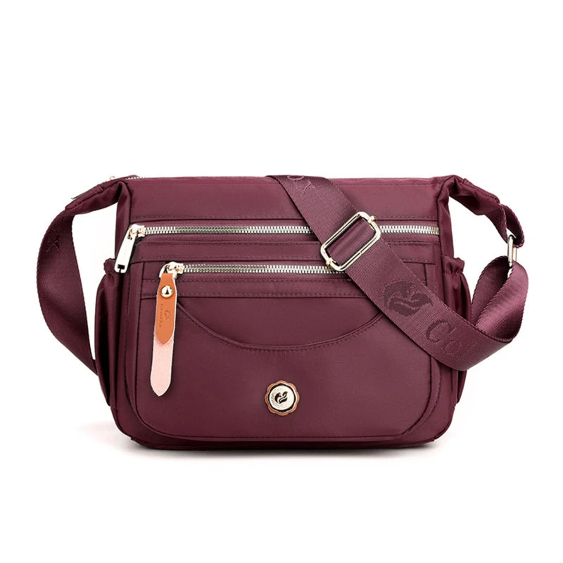 New Female Nylon Bag Casual Shoulder Bag Multi-layered Phone Bag Multi-pocket Shoulder Bag Solid Color Ladies Crossbody Bag