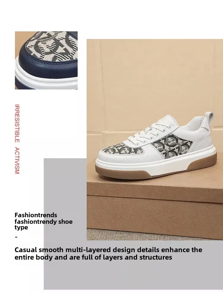 2025 Spring New Men's Shoes All Fashion Increase Board Shoes Senior Sense Retro Bar Fashion Shoes Non-slip Street Casual Shoes