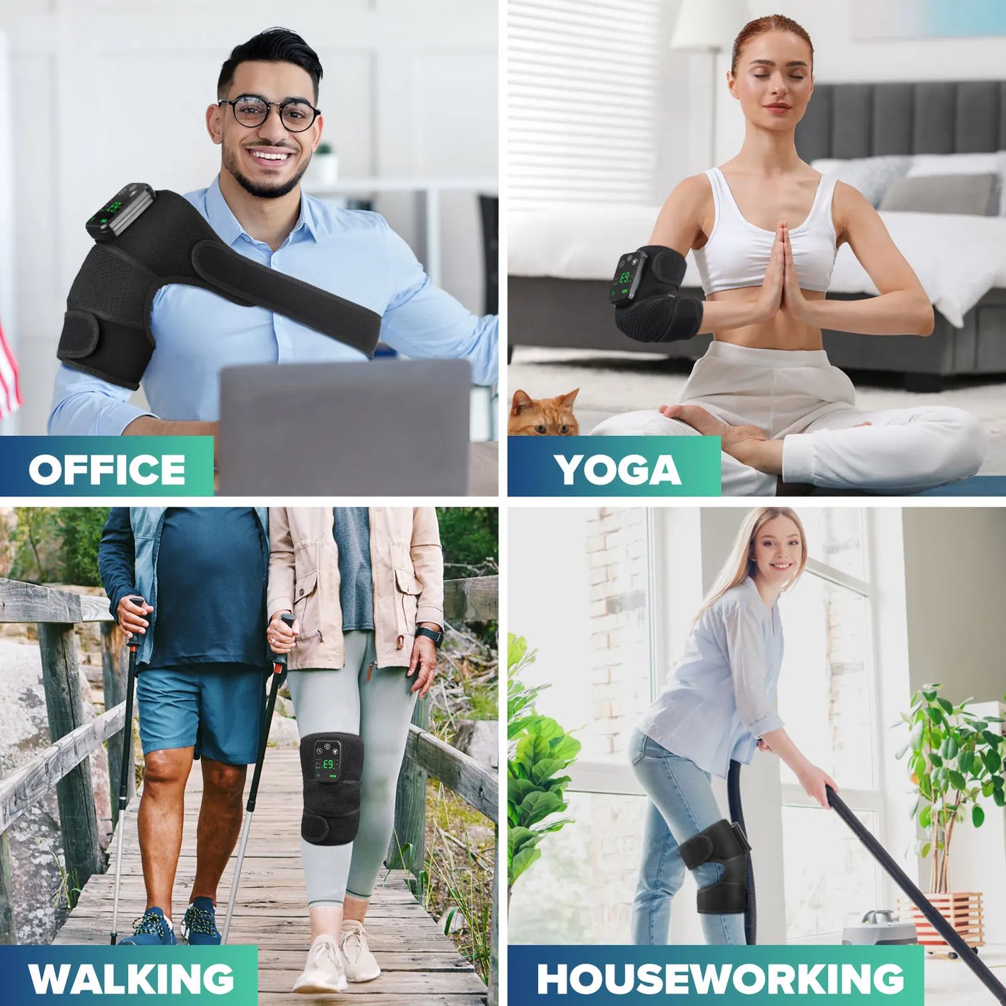 3 in 1 Heated Knee & Shoulder Steamer Vibration Elbow Warmer Shoulder Massager for Arthritis Temperature Control Support Brace