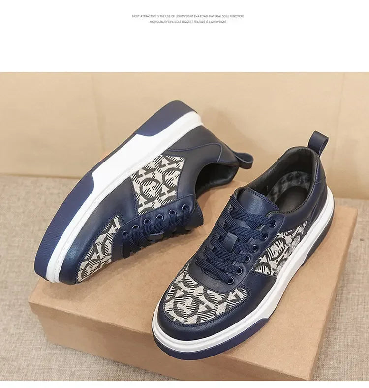 2025 Spring New Men's Shoes All Fashion Increase Board Shoes Senior Sense Retro Bar Fashion Shoes Non-slip Street Casual Shoes
