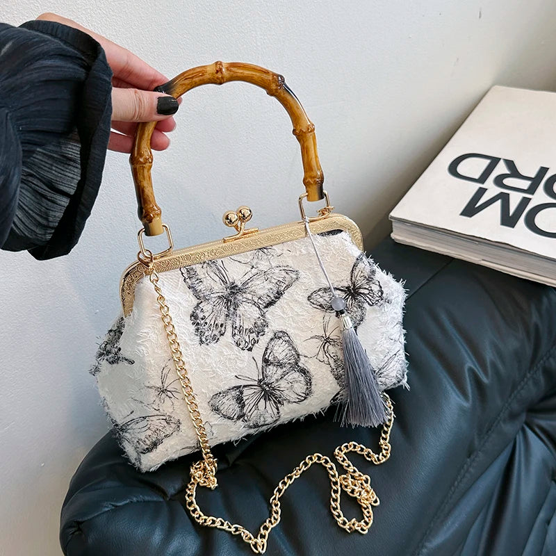 2024 New Chinese Qipao Bag, Women's Fashion Handbag, Elegant Classical Banquet, Party Making, Butterfly Pattern