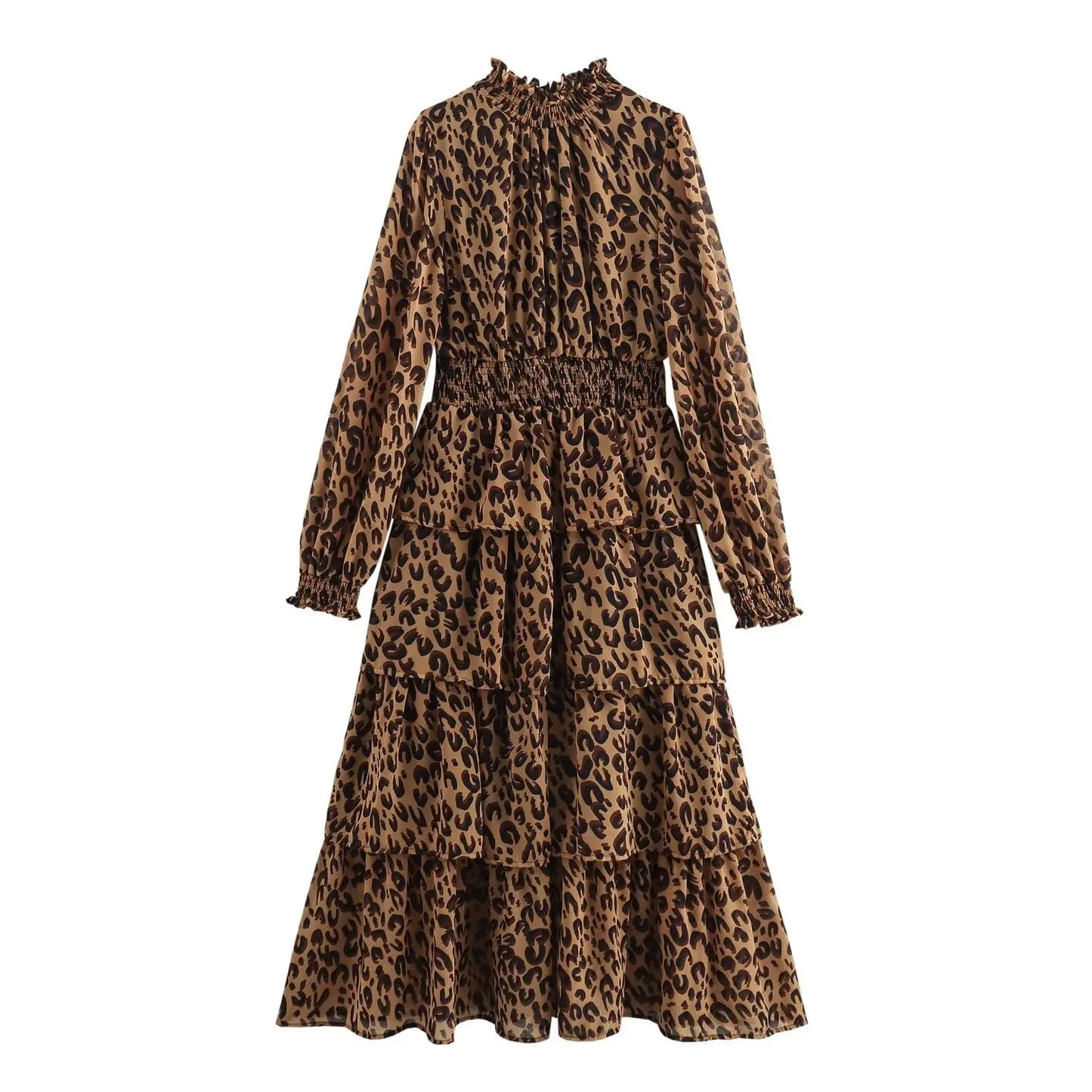 European and American style women's clothing new 2024 fashion retro leopard print long slim temperament dress