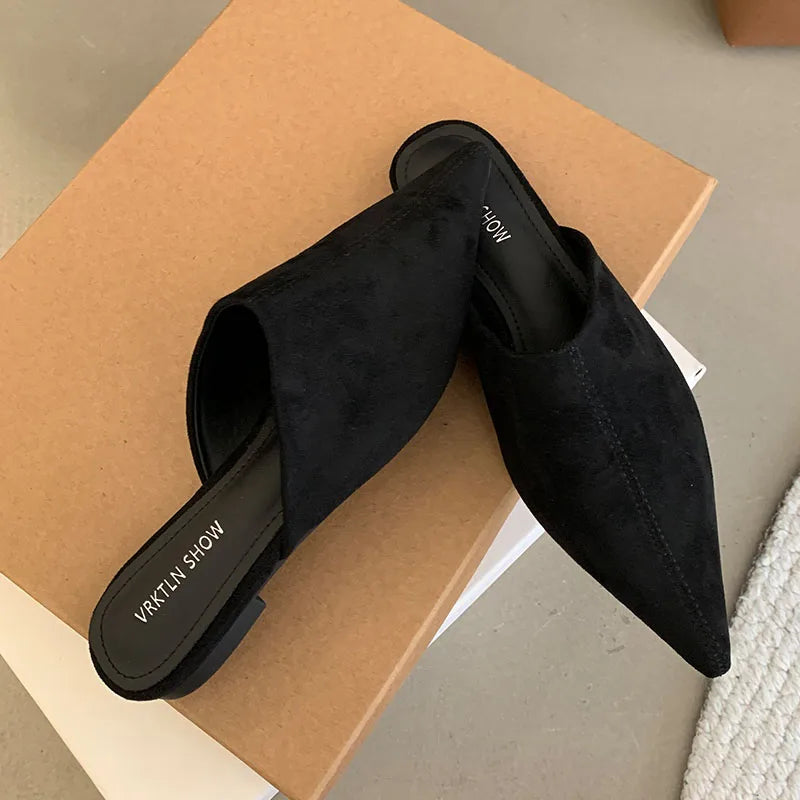 2025 Luxury Summer Beach Flats Ladies Slippers Shoes Fashion Pointed Toe Flats Slippers Women Mules Female Slides Sandals