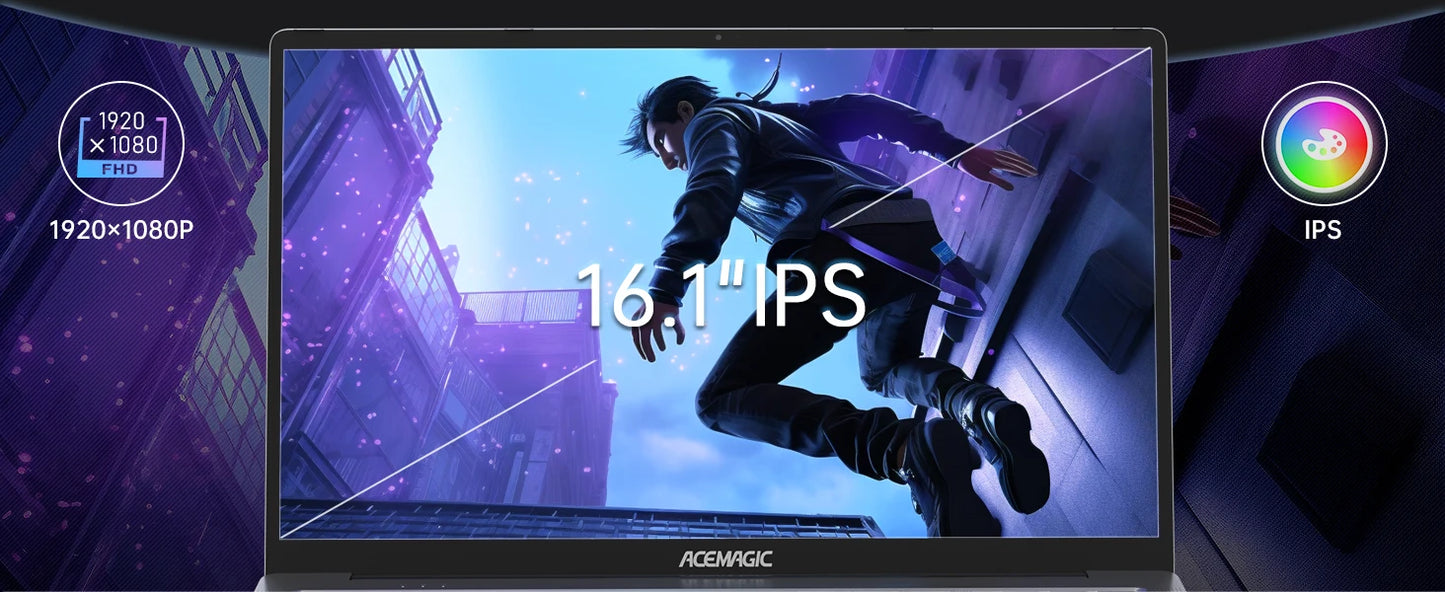 ACEMAGIC Laptop 16.1 FHD Gaming Laptop AMD Ryzen 7 5700U 16GB RAM 512GB SSD Windows 11 Pro Graphite WiFi 6 Backlit KB Gray