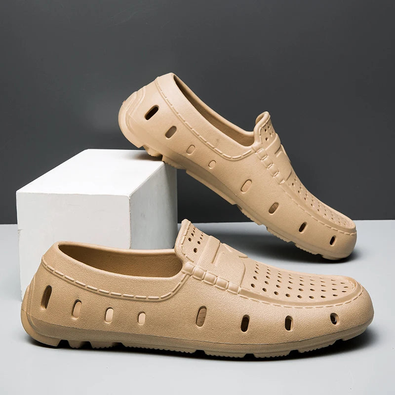 Comforty Men Slippers Summer Men's Slip On Loafers Waterproof Sandals Fashion Men's Beach Flip Flops Soft Sandals With Support