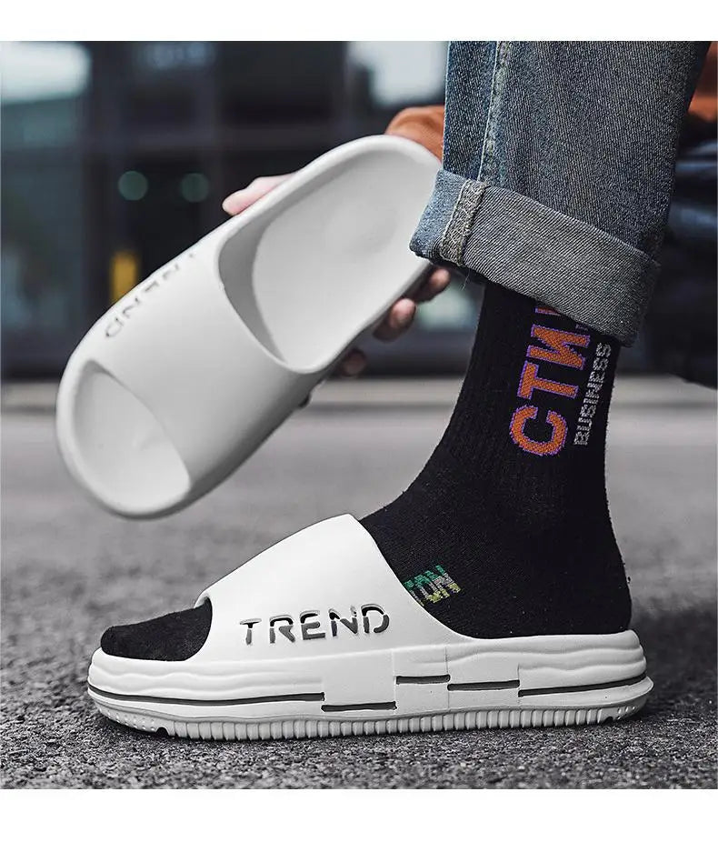 Men's Non-Slip EVA Platform Slides Comfortable Soft Sole Cloud Slippers For Indoor Outdoor Bathroom Beach Summer Sandals for Men