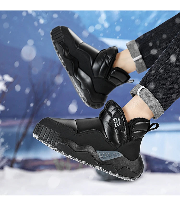 Couple's Slip-on Snow Boots New Man Warm Ankle Boots Outdoor Men's Winter Casual Velvet Thickening PlushCotton Non-Slip Shoes