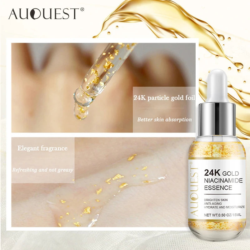 24K Gold Face Serum Dark Spot Remover Niacinamide Serum Hyaluronic Acid Anit-Wrinkle Whitening Facial Skin Care Products