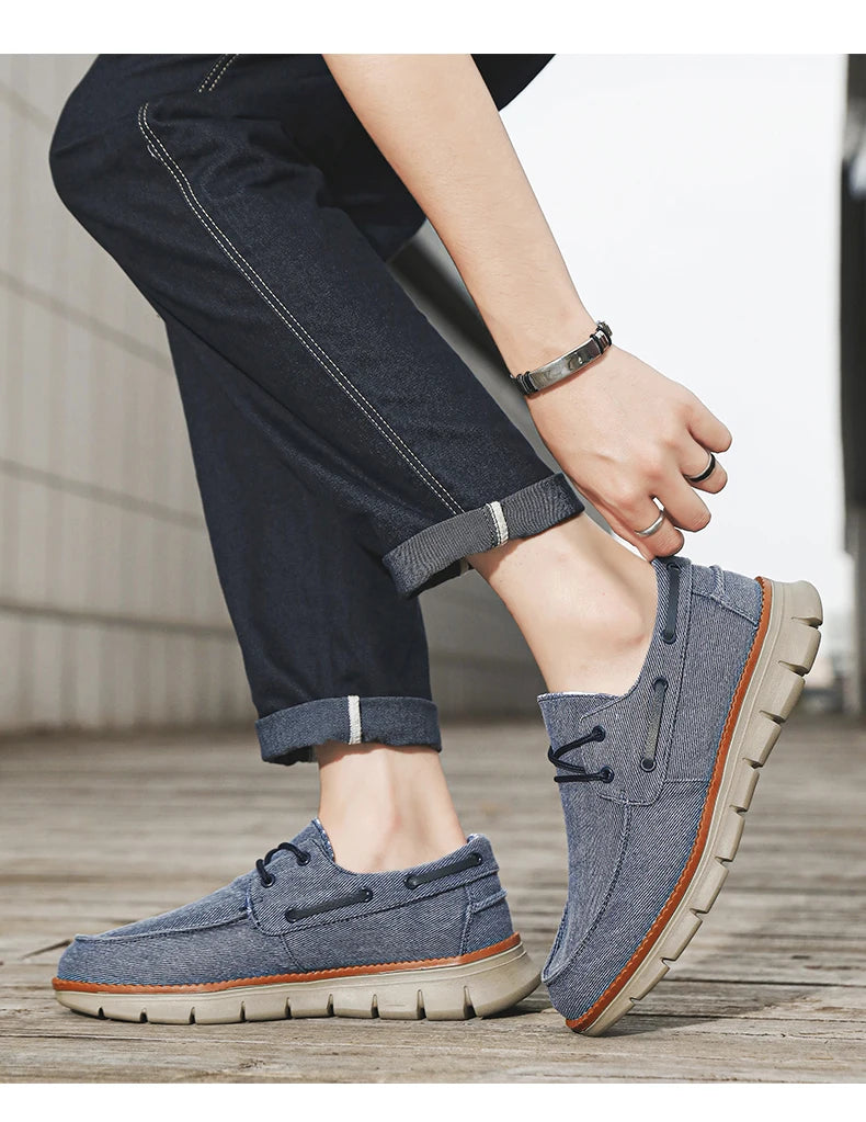 Men Canvas Sneakers with Soft Soles Casual Breathable Non-slip Men's Cloth Shoes Boat Shoes Men Comfortable Vulcanized Shoes
