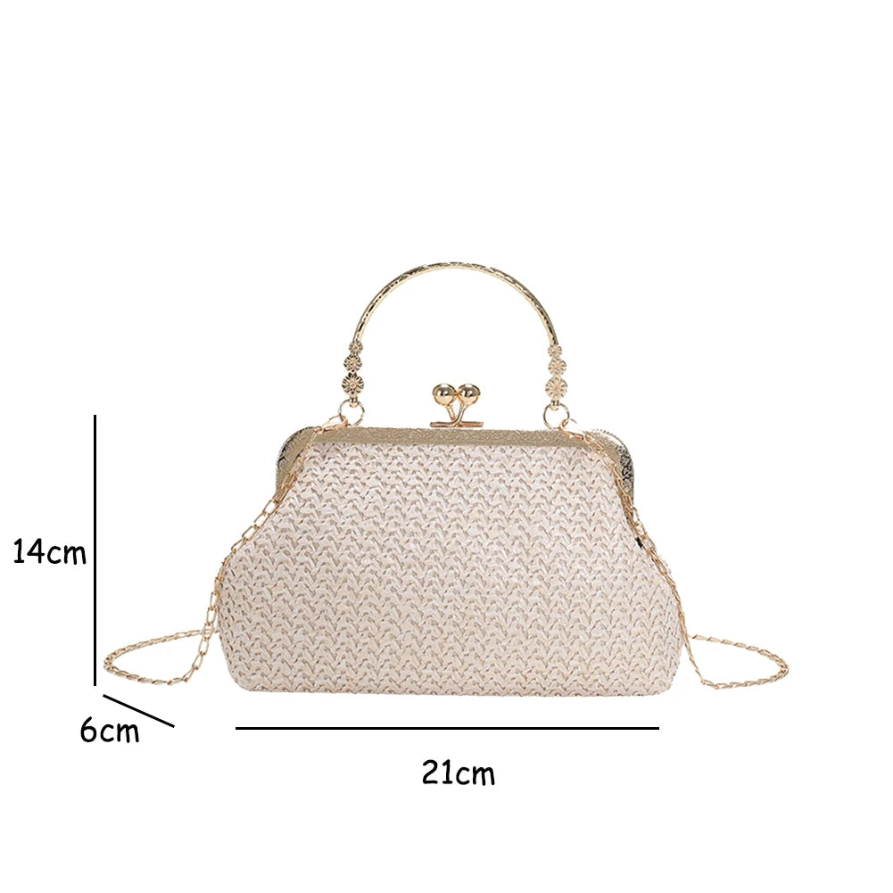 Fashion Designer Bag Luxury Women Bags Evening Clutch Colorful Straw Woven Shell Bag Beach Vacation Crossbody Bag Shoulder Bag