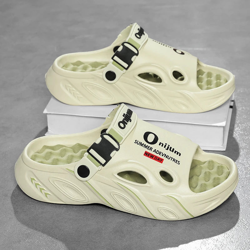 2025 New Men Slippers Summer Slides Dual-purpose Sandals EVA Soft-sole Unisex Men Women Indoor Outdoor Walking Beach Shoes