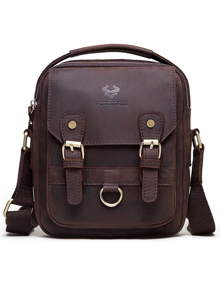 Fashion Men's Shoulder Bag Retro First layer Cowhide Crossbody Bag Business daily Commuting message Bag for mobile phone