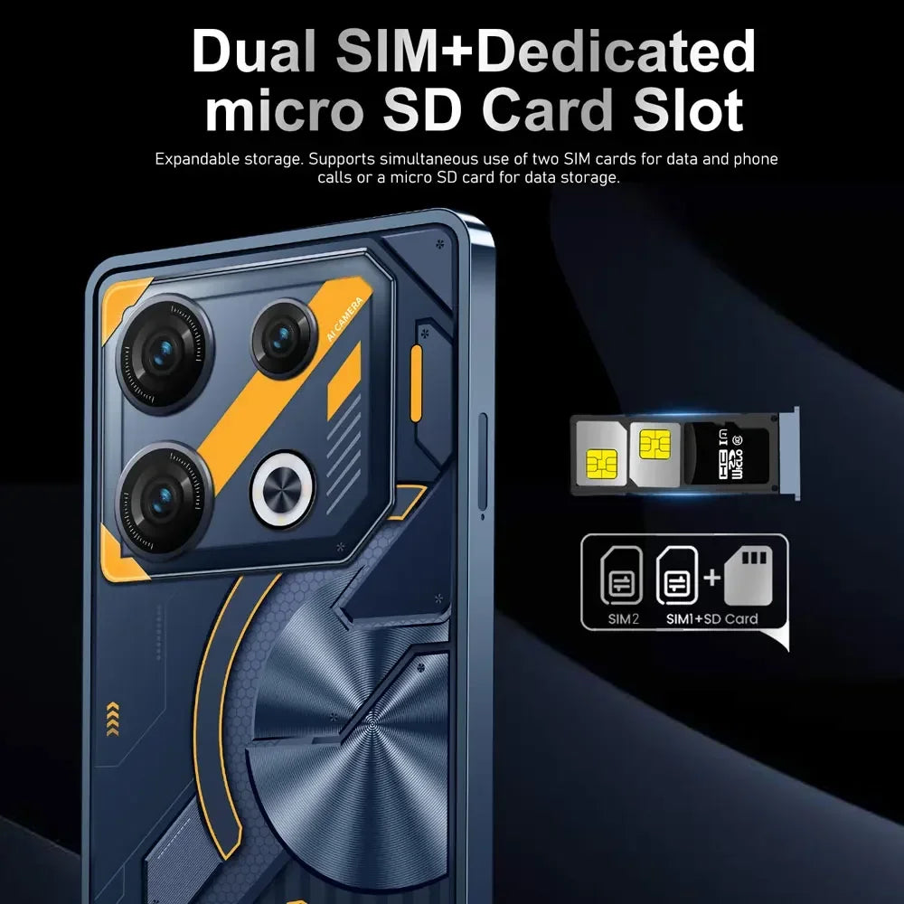 2025 GT10 Pro Original Smartphone 4G 5G 7.3HD 16G+1T Dual Sim Cellphones Android 13 Cell Phone 108MP 6800mAh Smart Mobile Phone