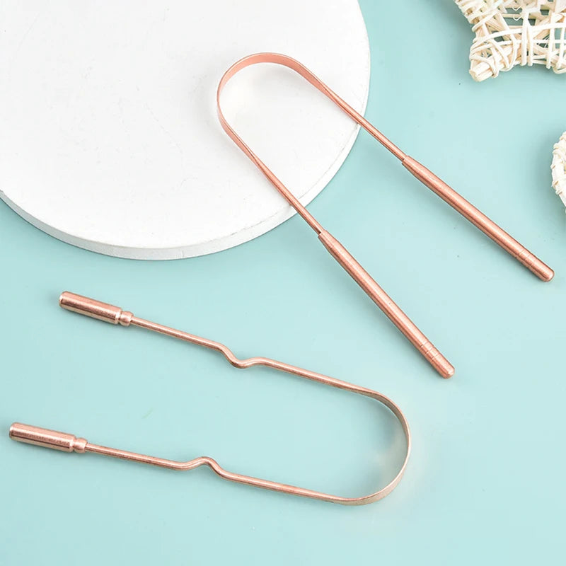 1 PC Copper Tongue Scraper U Shaped  Cleaner Travel Handy Case Remove Breath Cleaning Coated Oral Hygiene Scrapper Tools
