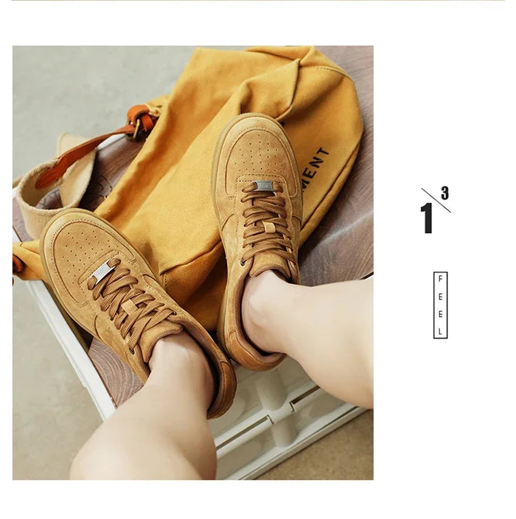 Autumn Brown Strings Sport Basketball Casual Sneakers High-top Canvas Shoe Lace-up Fashion Flat Round Wheat Color Sholeaces