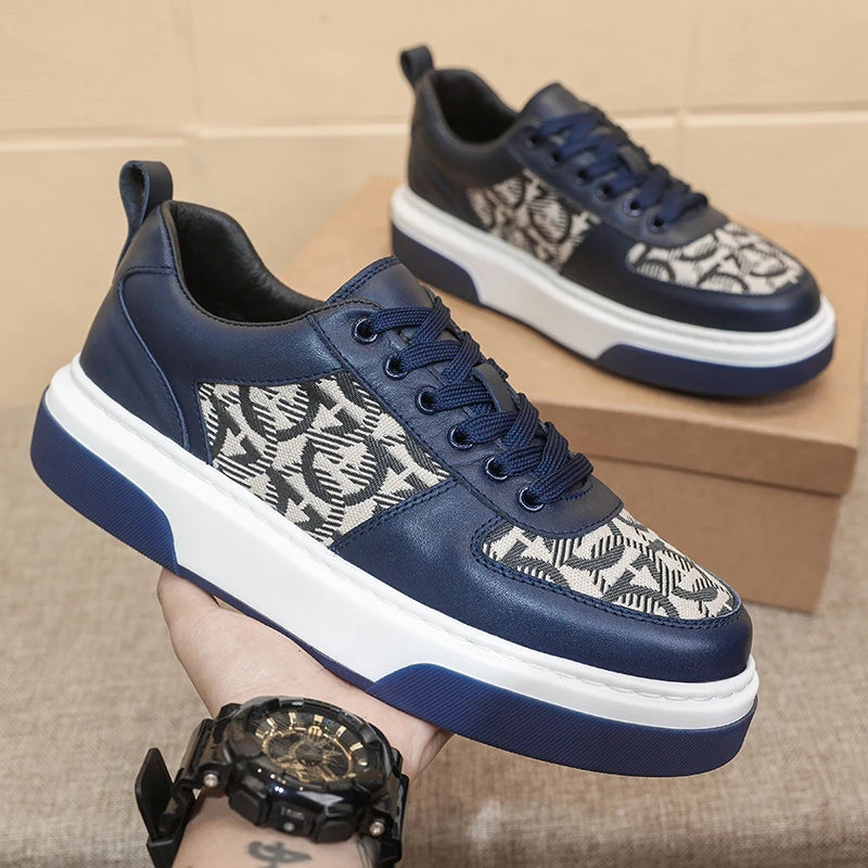 2025 Spring New Men's Shoes All Fashion Increase Board Shoes Senior Sense Retro Bar Fashion Shoes Non-slip Street Casual Shoes