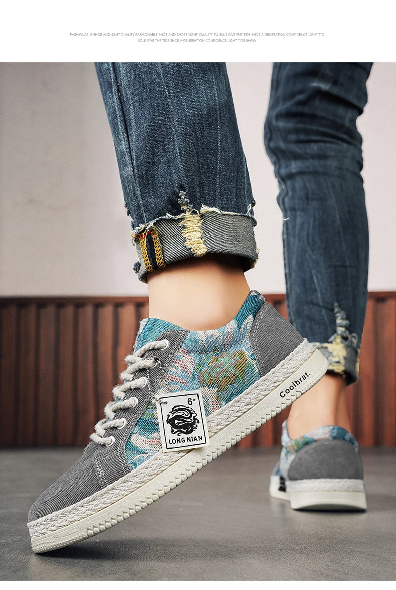 Canvas Men's Shoes Versatile Summer Trend Sports And Leisure Low Top Board Shoes Men's Cloth Shoes Soft Soles Work Shoes