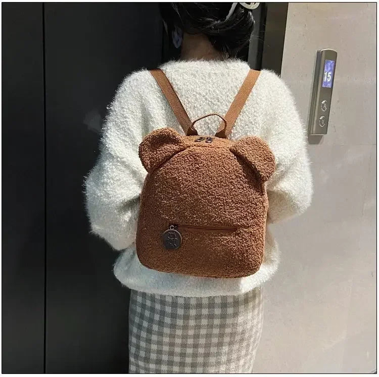 Girl Cute Backpack Women Sweet Travel Backpack Bag High Quality School Bag Girl Solid Soft Handbag Backpack Women