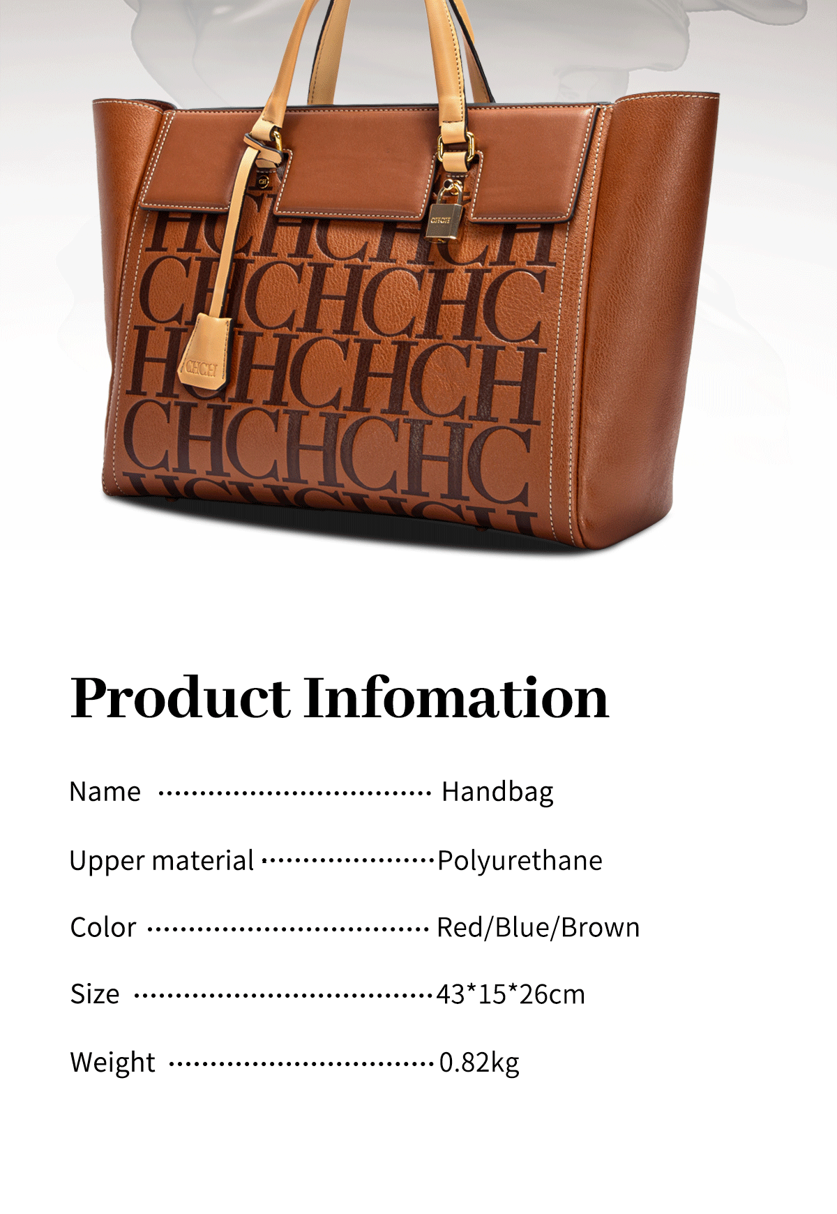 CHCH Women's Handbag 2024 New Brand Embossed Large Capacity Business Wallet