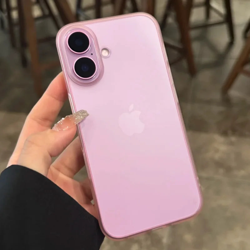 半透明磨砂硬塑膠PC手機殼適用於iPhone 16 15 14 13 12 Pro Max Plus透明防震全保護套