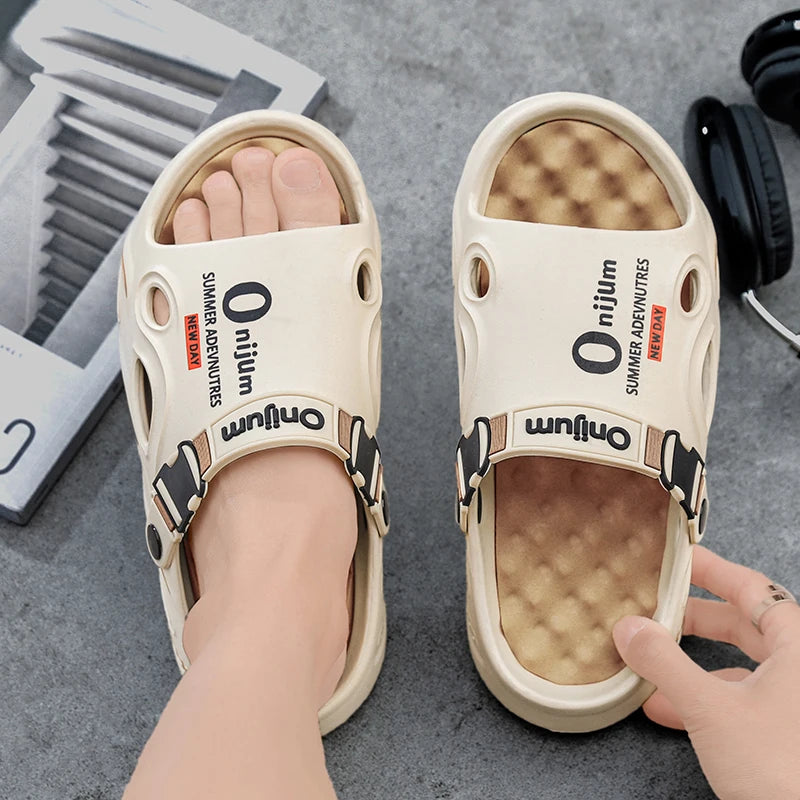 2025 New Men Slippers Summer Slides Dual-purpose Sandals EVA Soft-sole Unisex Men Women Indoor Outdoor Walking Beach Shoes