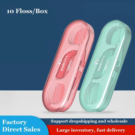 10 Pcs/box Portable Dental Floss Sticks Disposable Toothpicks Teeth Cleaning Tool Interdental Brush Oral Hygiene Care Flosser