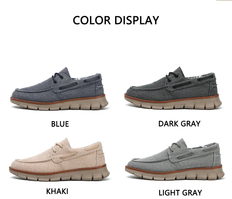 Men Canvas Sneakers with Soft Soles Casual Breathable Non-slip Men's Cloth Shoes Boat Shoes Men Comfortable Vulcanized Shoes