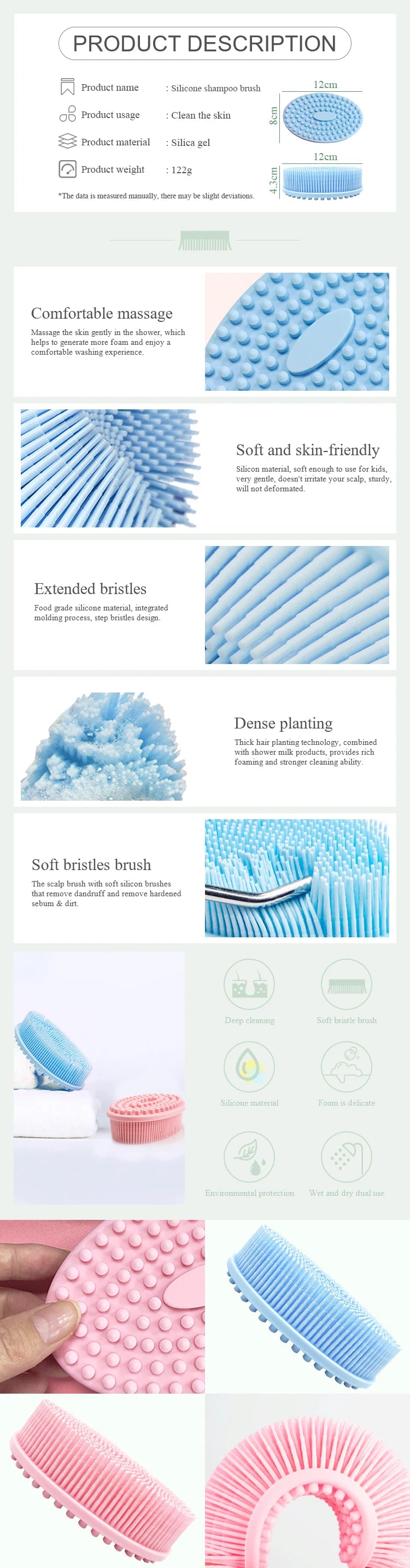 Exfoliating Shower Massage Scraper Bathroom Non-slip Bath Mat Back Massage Brush Silicone Foot Wash Body Cleaning Bathing Tool