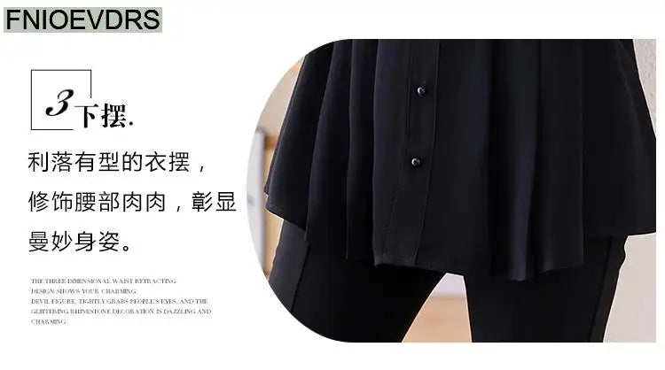 Loose Clothes Women 2024 Autumn Elegant Office Lady Casual Button Shirts Fake Two Piece Retro Vintage Bling Tops Blouses