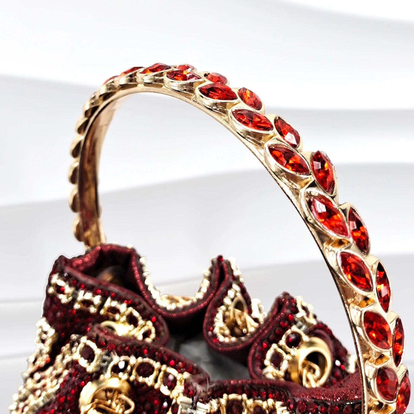 African Fashionable Shiny Handbag Banquet Ladies Bag Full Of Diamonds Semi-Circle Bracelet Bag