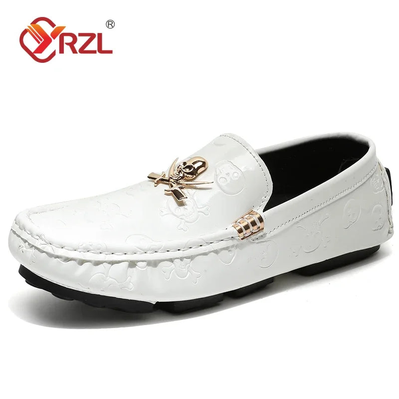 YRZL White Loafers Men Casual Shoes Handmade Lazy Shoes Men Loafers Moccasins Size 48 Breathable Slip on Driving Loafers for Men