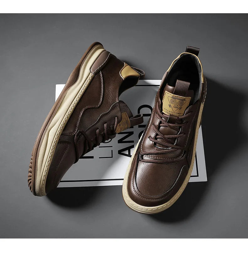 Men's Sneakers Leather Shoes Skateboard Sports and Leisure Shoes for Men Casual Soft and Comfortable Non-slip Wear-resistant