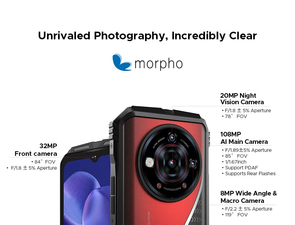 DOOGEE S118 Pro 5G Rugged Phone dimension 7050 6.6 ''FHD 120Hz 8GB RAM 512GB ROM 10800mAh Battery Cell Phone NFC Mobilephones