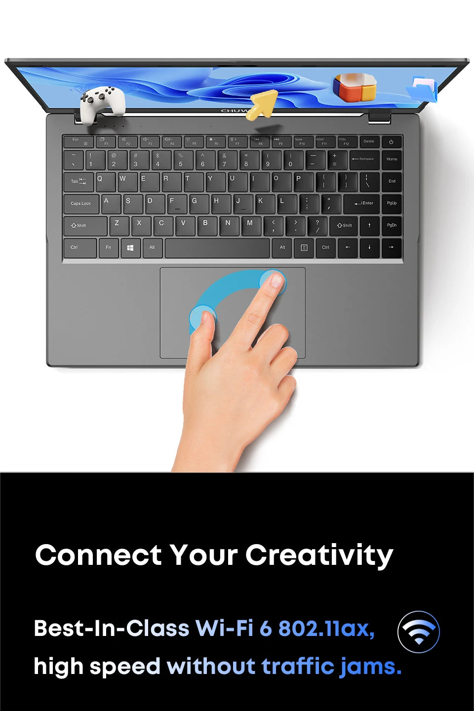 CHUWI GemiBook XPro 14.1 Inch Laptop Intel 12th N100 8GB DDR5 256GB SSD Windows 11 1920*1080 16:9 Screen WiFi 6 BT5.2 38Wh