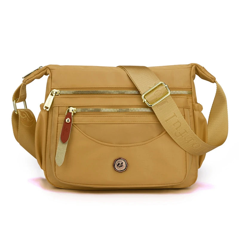 New Female Nylon Bag Casual Shoulder Bag Multi-layered Phone Bag Multi-pocket Shoulder Bag Solid Color Ladies Crossbody Bag