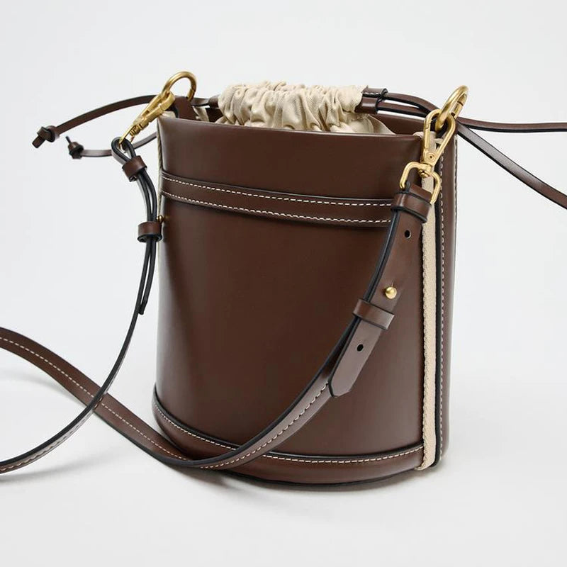 Fashion Bucket Bag Weave Handle Women Handbags Luxury Designer Pu leather Shoulder Crossbody Bags Small Tote Purses 2025