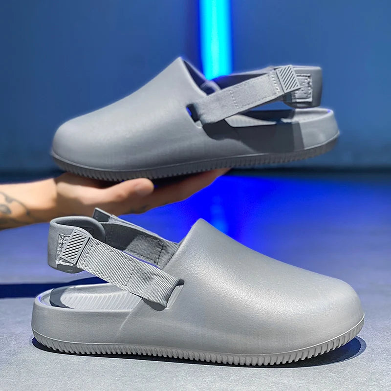 Summer Men Slippers Platform Outdoor Beach Sandals Clogs Quick Dry Non-Slip Indoor Home Slides Bathroom Shoe Male Casual Loafers