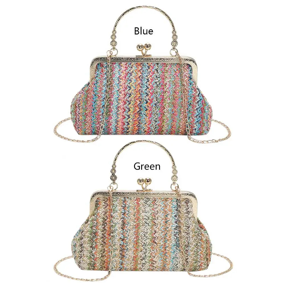 Fashion Designer Bag Luxury Women Bags Evening Clutch Colorful Straw Woven Shell Bag Beach Vacation Crossbody Bag Shoulder Bag