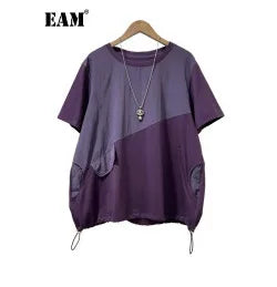 EAM Black Color-block Sequins Big Size Blazer Women New Lapel Long Sleeve Jacket Fashion Tide Spring Autumn 2025 CPG1490