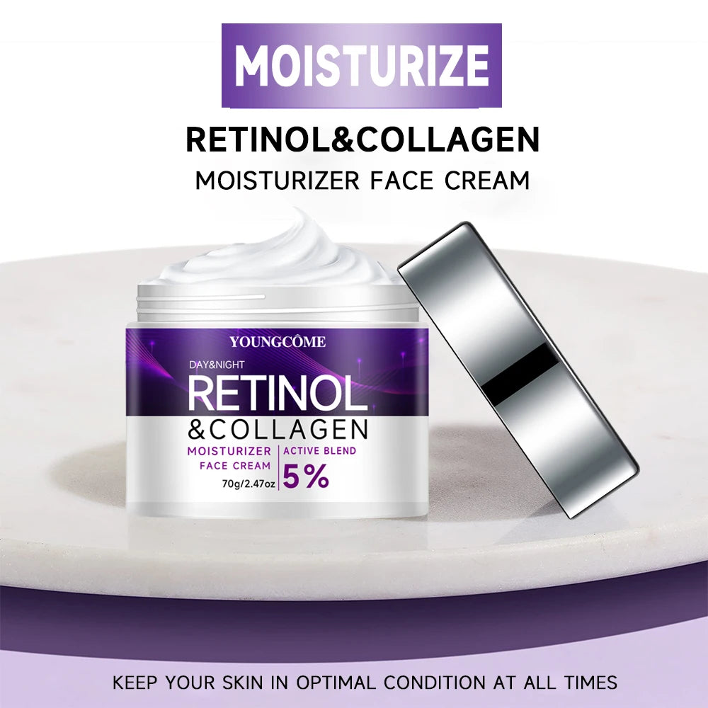Retinol Collagen Face Cream Anti-Aging Smoothes Skin State Enhances Skin Elasticity Moisturizes Skin Deep Hydration