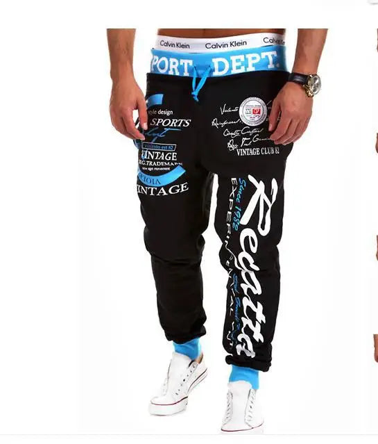 男士街頭潮流運動褲 Y2K Graffti 嘻哈抽繩腰部寬鬆慢跑褲帶口袋寬鬆低襠褲