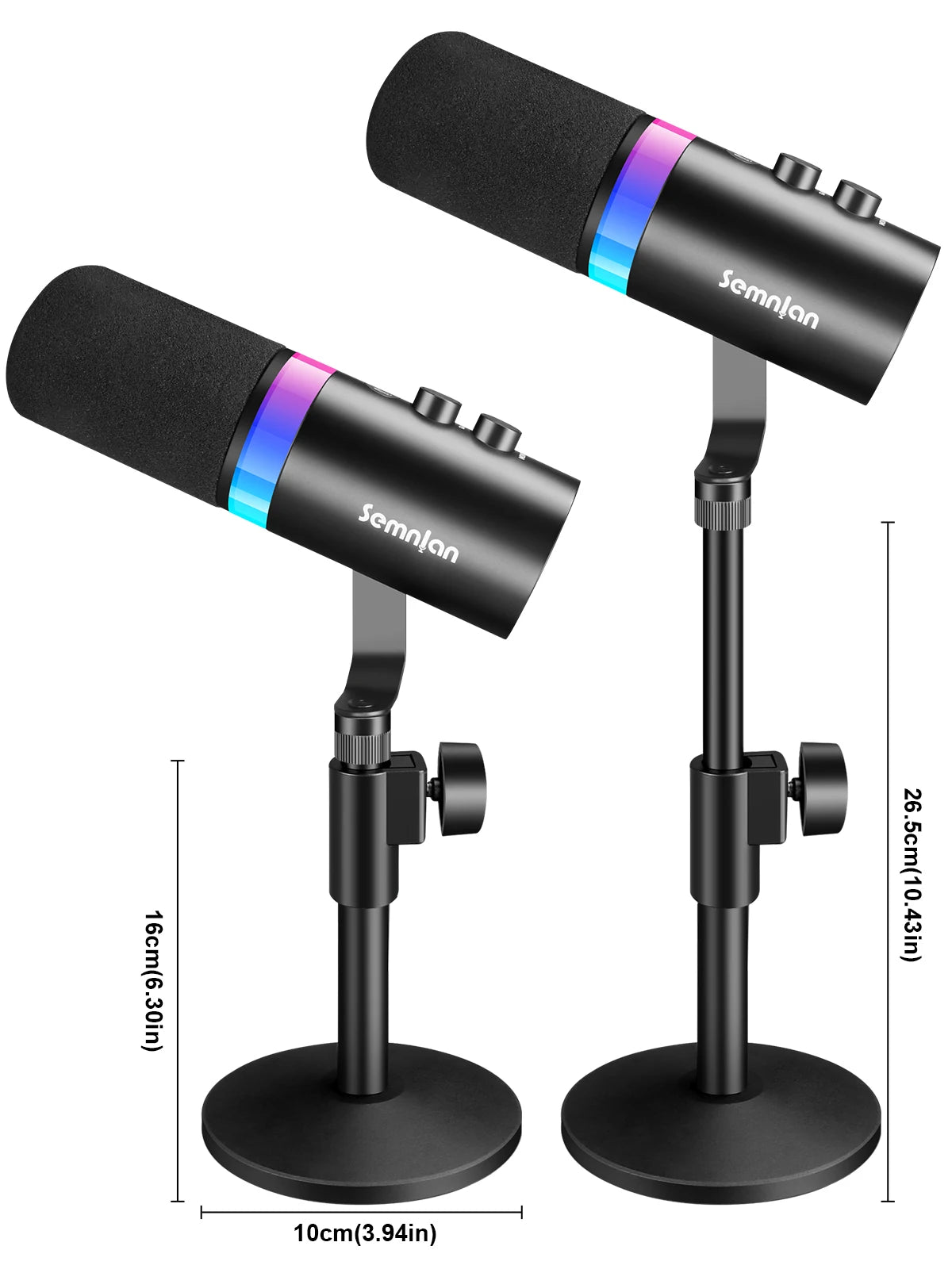 SEMNLAN USB/XLR Dynamic Microphone Touch-mute Headphone Jack&Volume Control,for Youtube PC Game Sound Card Recording Metal -LM20