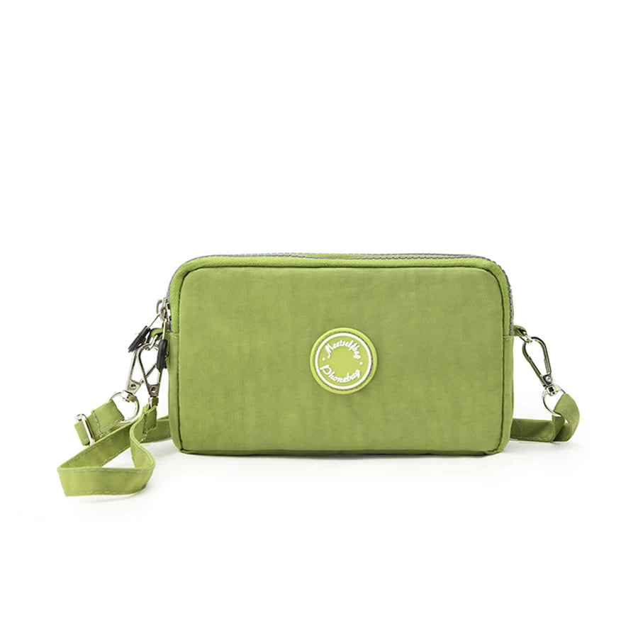 Fashion solid color triple zipper large capacity ladies crossbody travel portable popular zipper coin purse phone wallet