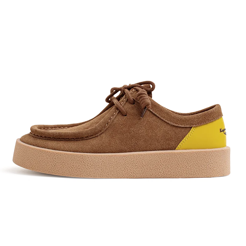 Maden Vintage Thick-Soled Patchwork Leather Shoes Low-Cut Casual Ankle Boots Versatile Dress Shoes for Men's Autumn and Winter