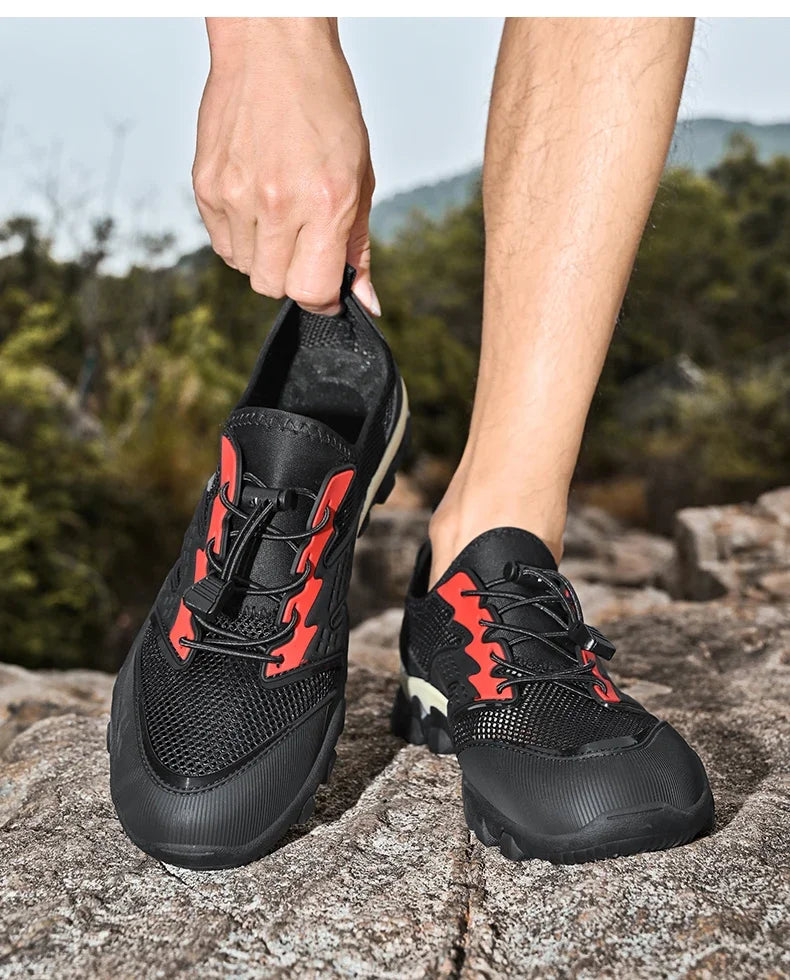 Summer Men's Hiking Shoes Mesh Breathable Sneakers Outdoor Light Men Trekking Trails Shoes Male All Day Walking Work Sneakers