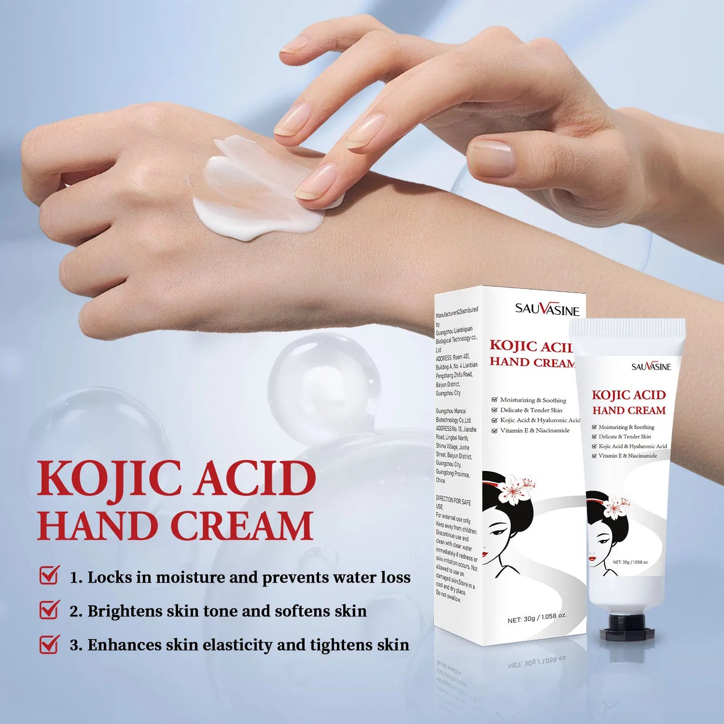 Kojic Acid Hand Cream Whitening Fast Smooth Nourish Cream Lightening Dark Skin Brightening Moisturizing Skin Care for Men Women
