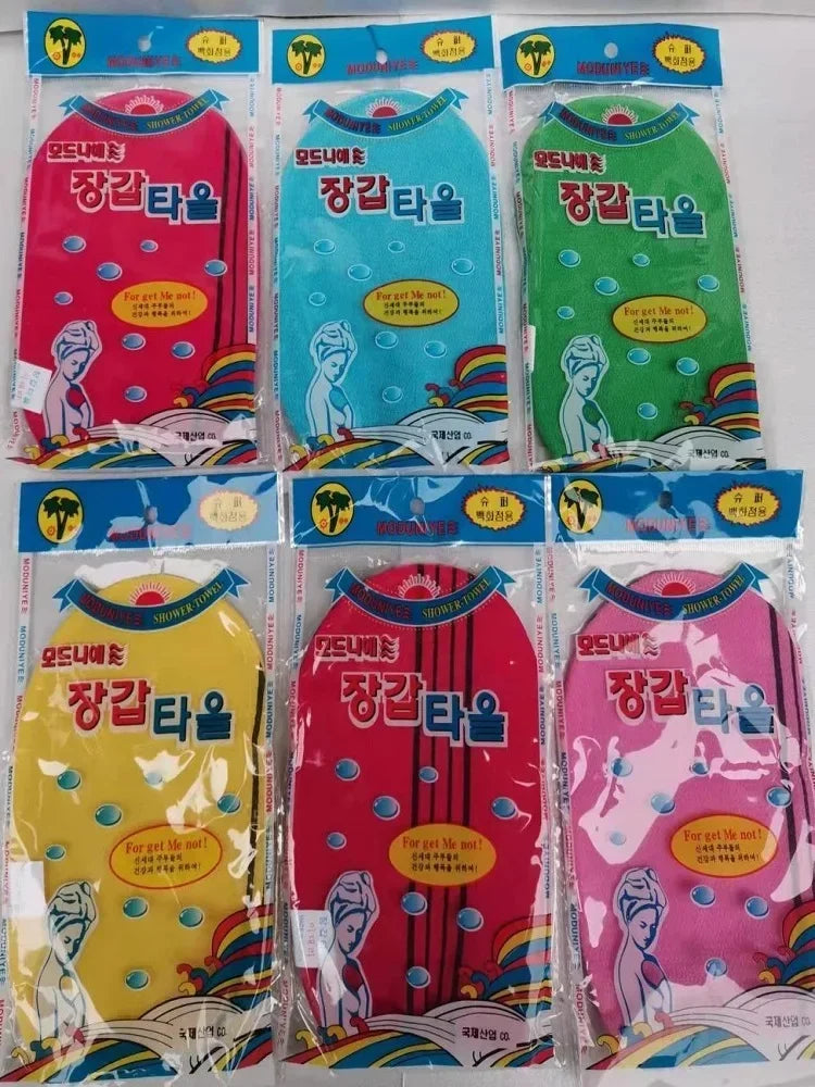 Italian Bath Towel for Body Scrubber Paired with Korean Adhesive Exfoliating Korean Mitt Massage Body Wash Gloves