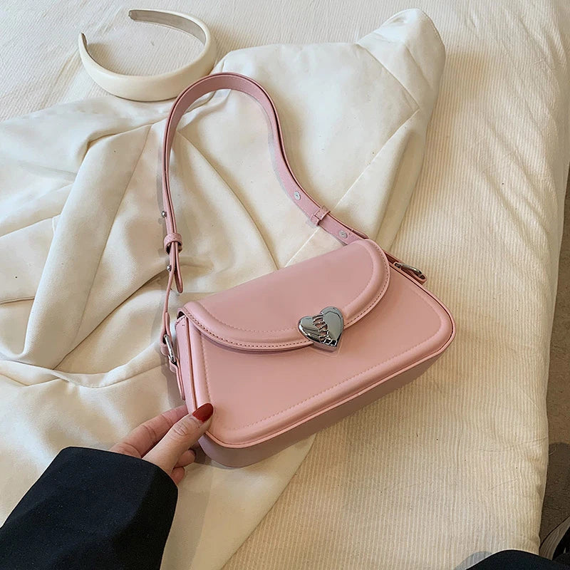MOODS Loving Heart Buckle Crossbody Bags For Women 2023 Luxury Designer Handbags Silver Color Small Shoulder Underarm Phone Bag
