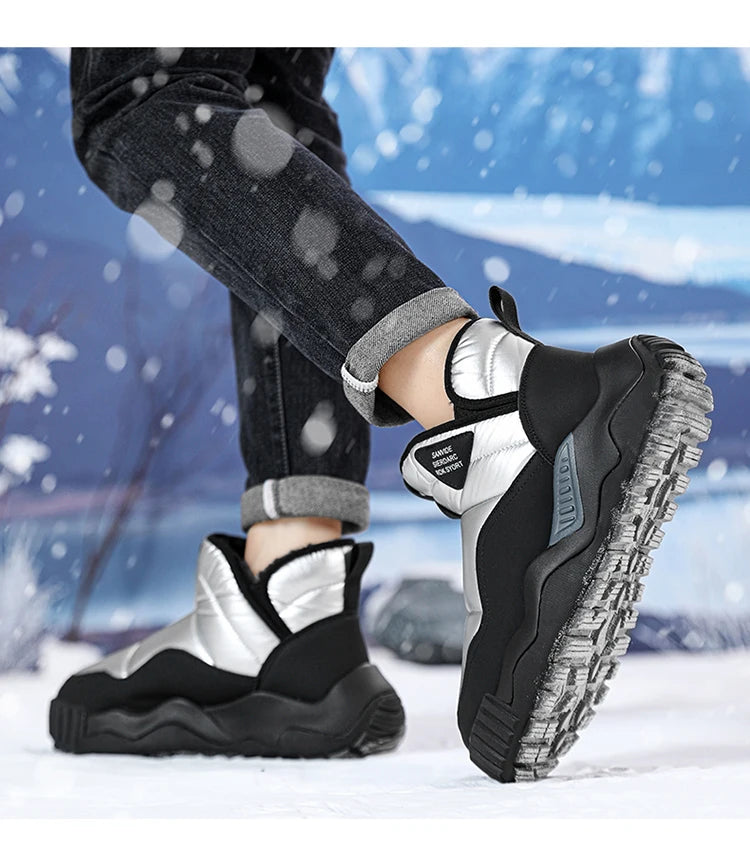 Couple's Slip-on Snow Boots New Man Warm Ankle Boots Outdoor Men's Winter Casual Velvet Thickening PlushCotton Non-Slip Shoes