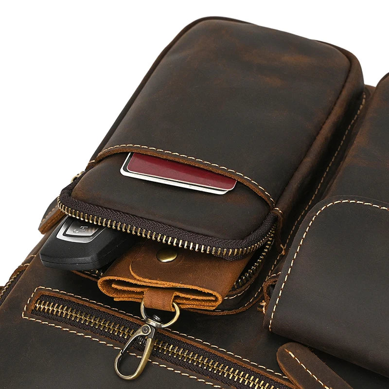 Newsbirds Leather Shoulder Bag Vintage Style Crossbody Bag Books School Bag Of Men Male Daily Messenger Bag Crazy Horse Skin